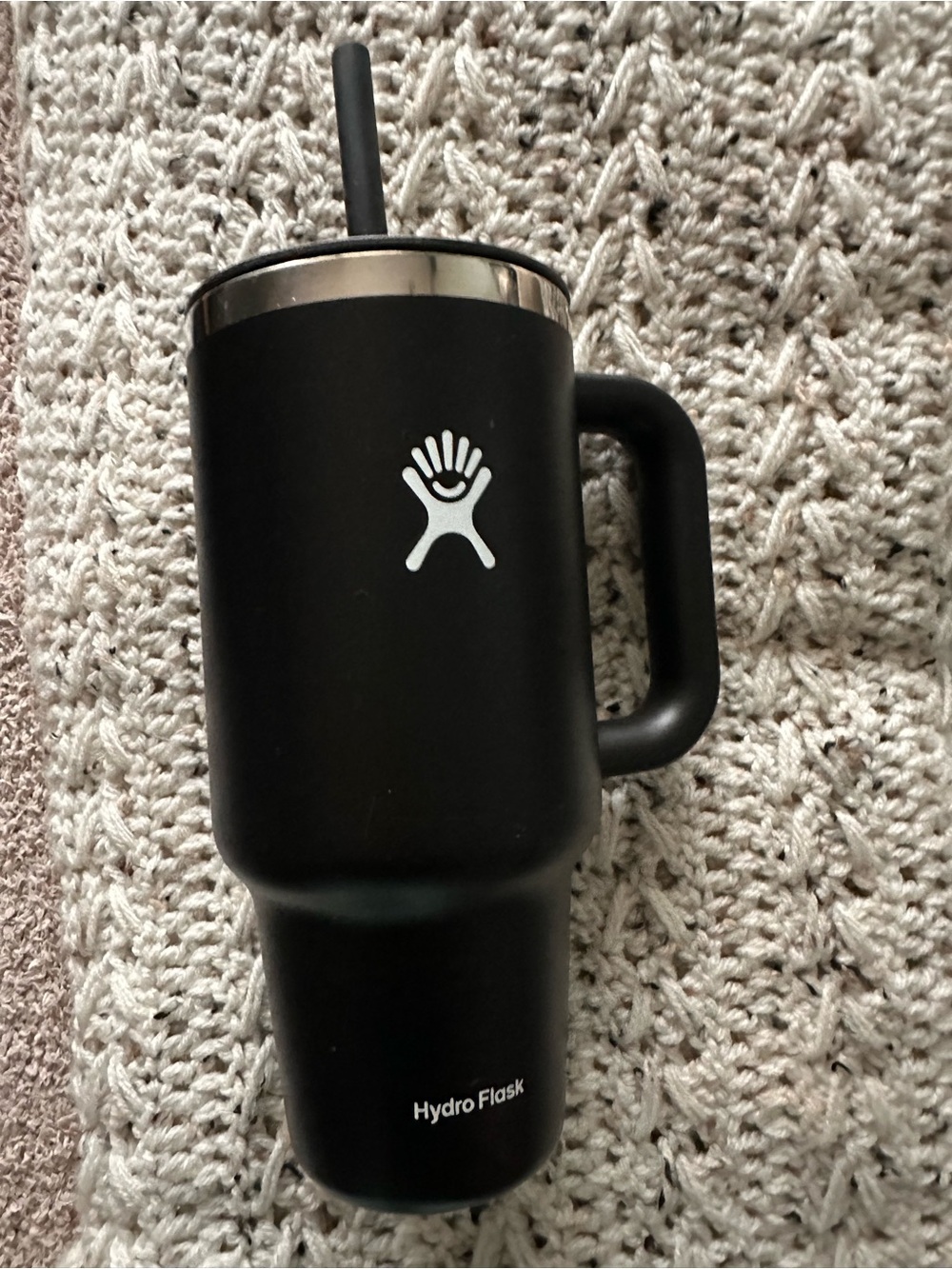 Hydro Flask Black Travel Tumbler with Handle and Straw Lid